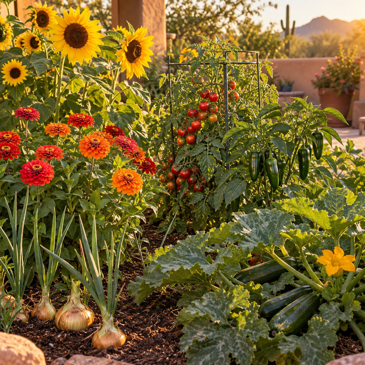 Southwest Garden Seed Bundle growing in a home garden