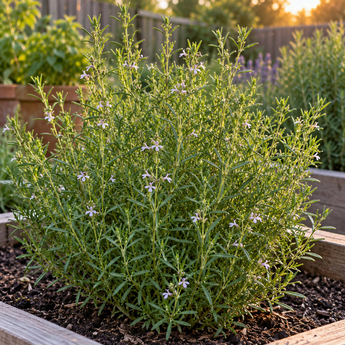 Summer Savory Herb Seeds growing in a home garden