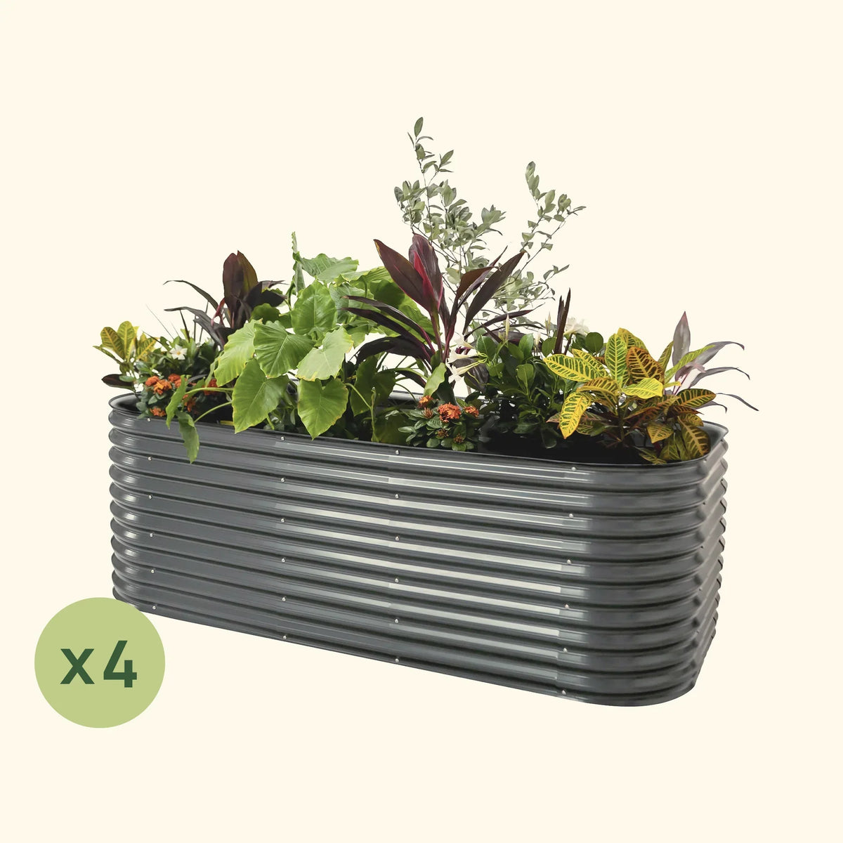 Product photo of four 32-inch modular metal raised beds