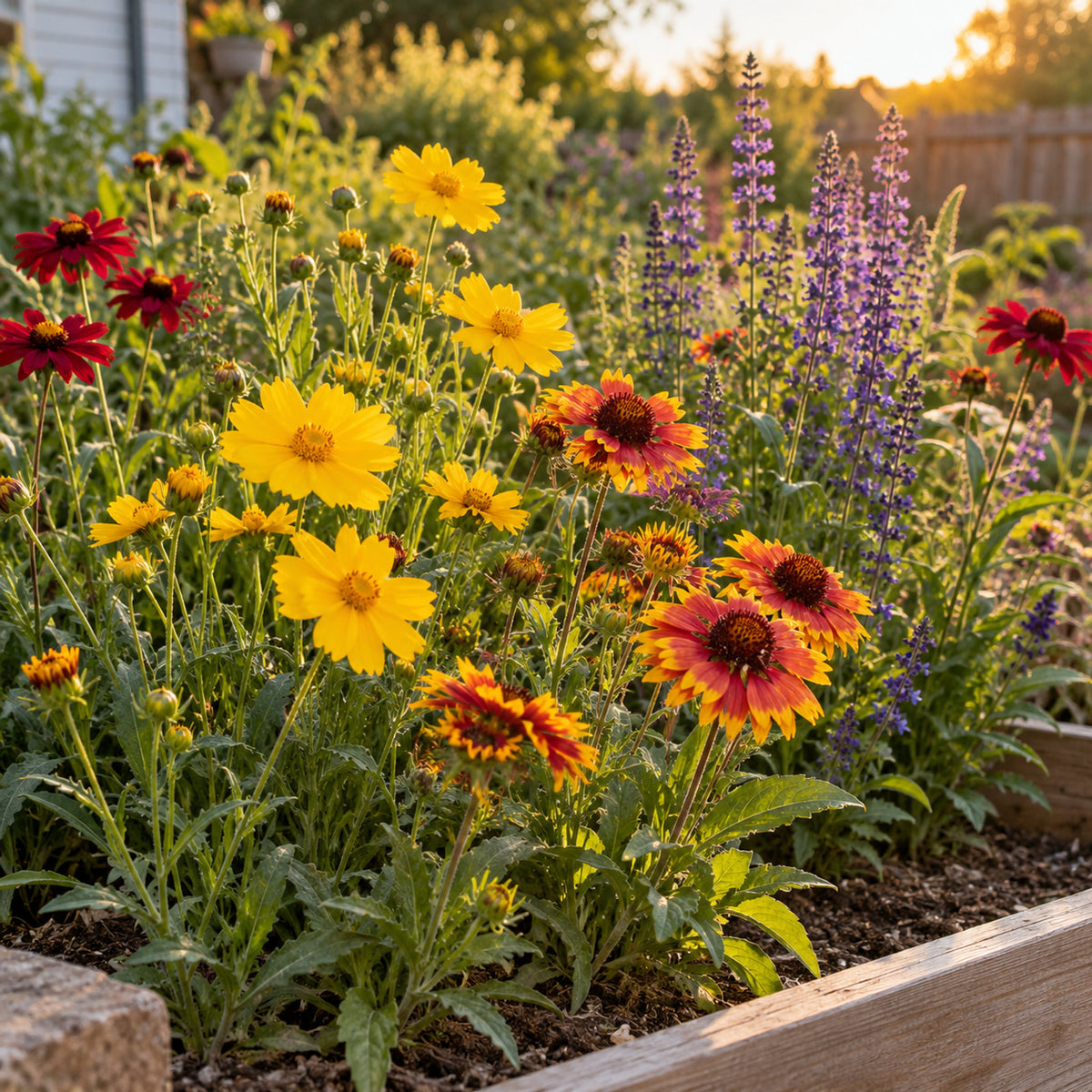 Water Wise Flower Mix Seeds growing in a home garden