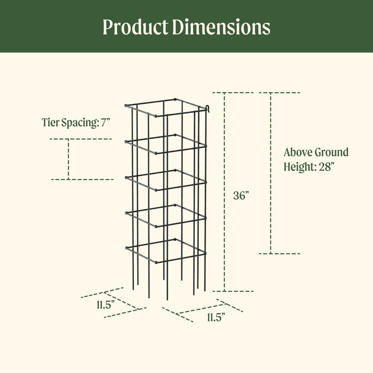 Product photo of modular square tomato cages, 11.5 inches