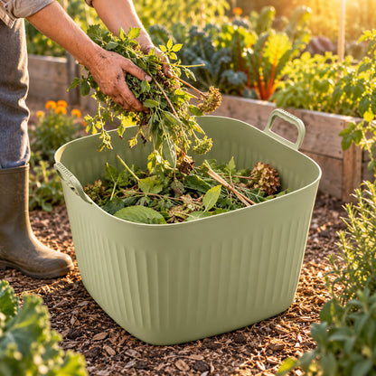 12-Gallon Garden Utility Tub in use in a home garden