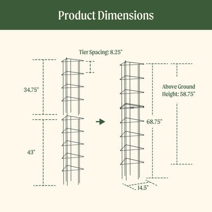 Product photo of modular triangle tomato cages, 14.5 inches
