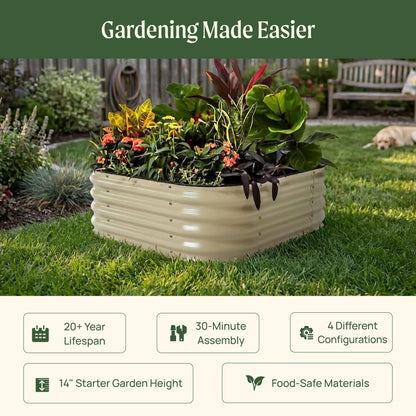 Small Modular Metal Raised Bed, 14 Inches Tall