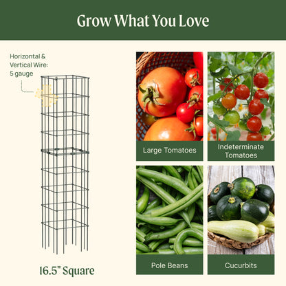 Product photo of modular square tomato cages, 16.5 inches