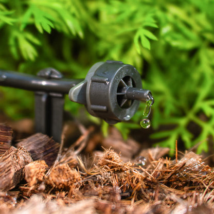 Product photo of drip nozzle and stake for irrigation