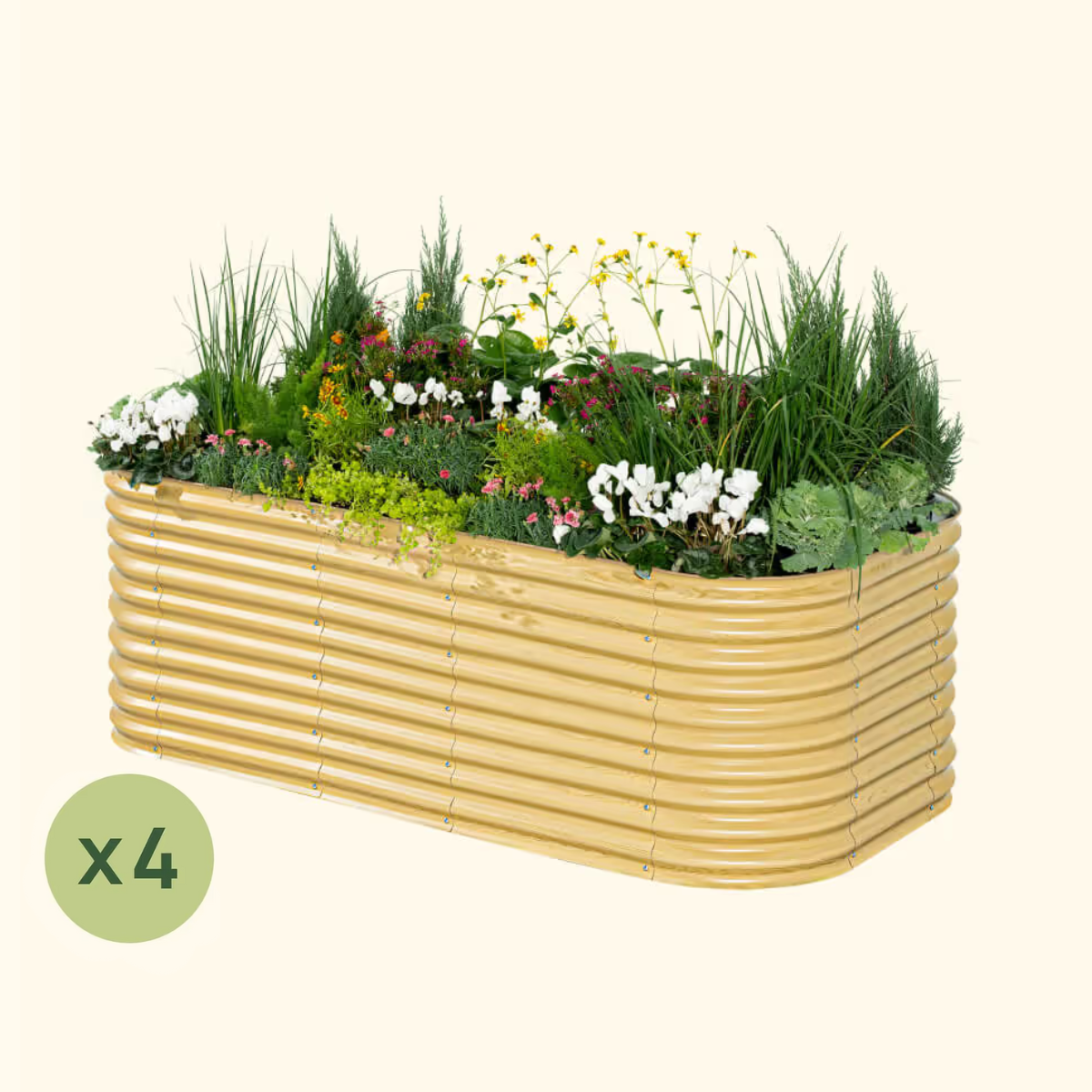 Product photo of four 32-inch modular metal raised beds