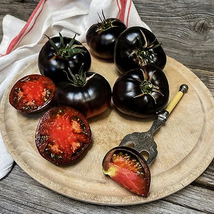 Product photo of black pearl cherry tomato seeds