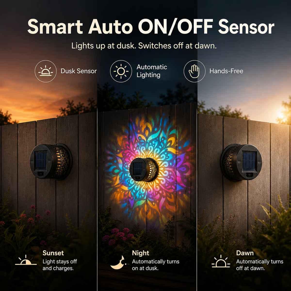 Product photo of solar mandala wall light