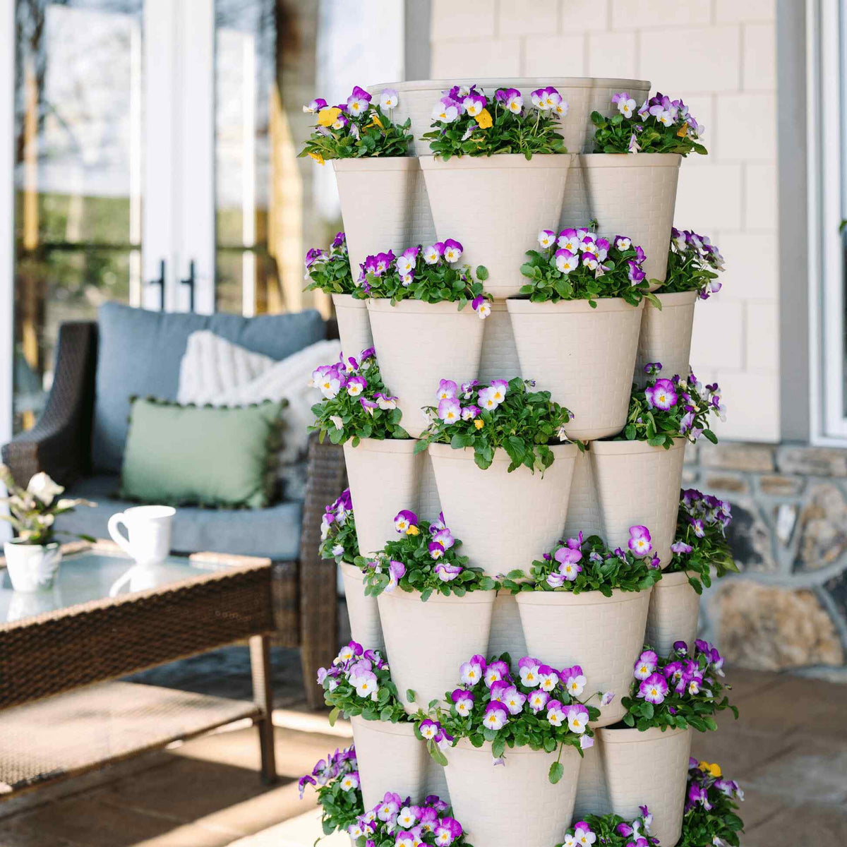 Product image of basketweave seven tier vertical planter