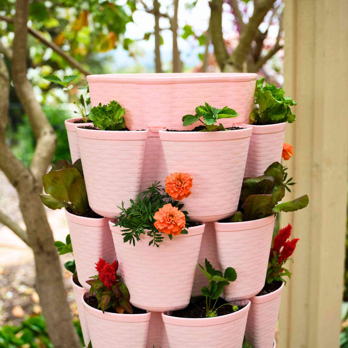 Product image of basketweave seven tier vertical planter