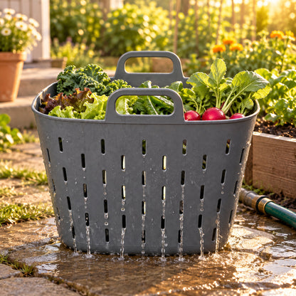 8-Gallon Garden Strainer Basket in use in a home garden