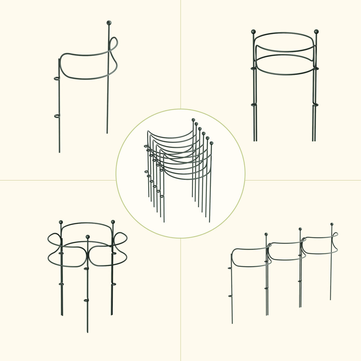 Curved Border Plant Supports, 6 Pack