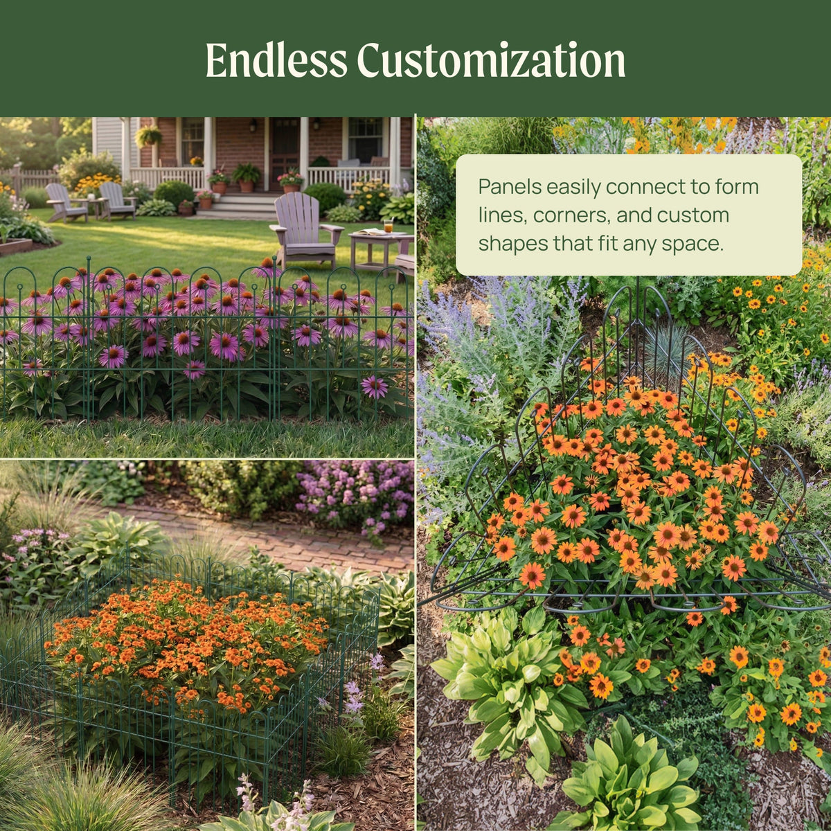 Garden Border Edging Fence, 3 Pack