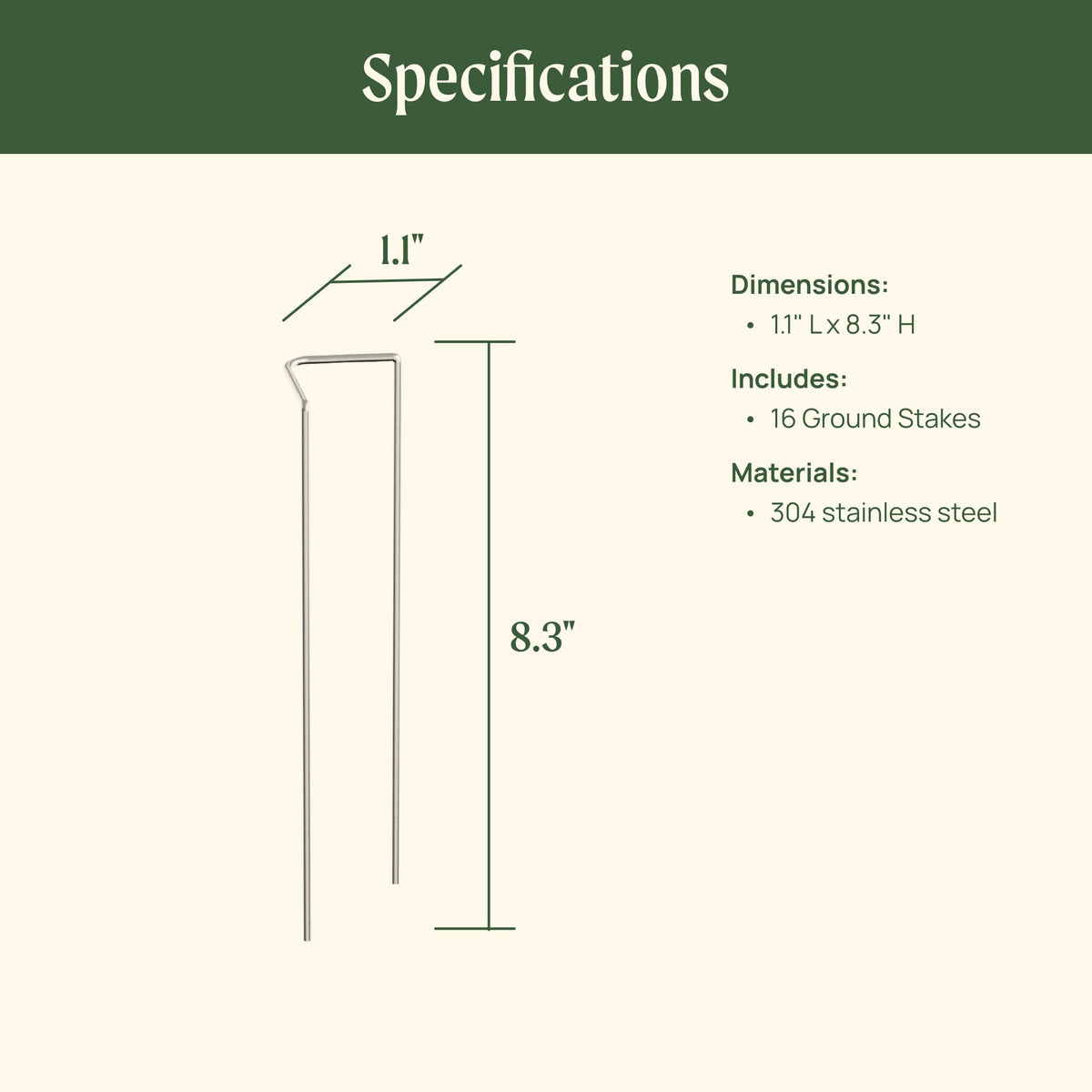 Ground Stakes for Row Cloches, 16 Pack