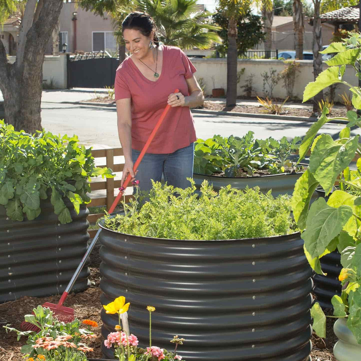 Round Metal Raised Garden Bed, 29 Inches Tall