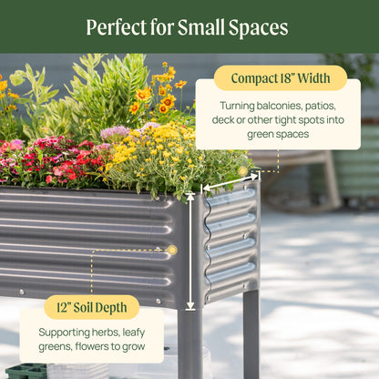 Product photo of slim rolling elevated bed, 18 x 66 inches