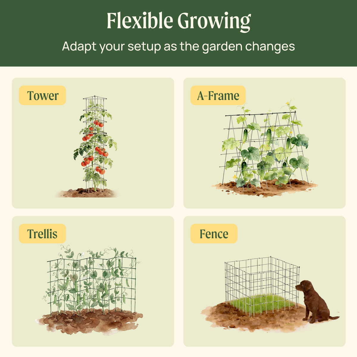 Product photo of modular triangle tomato cages, 11.5 inches