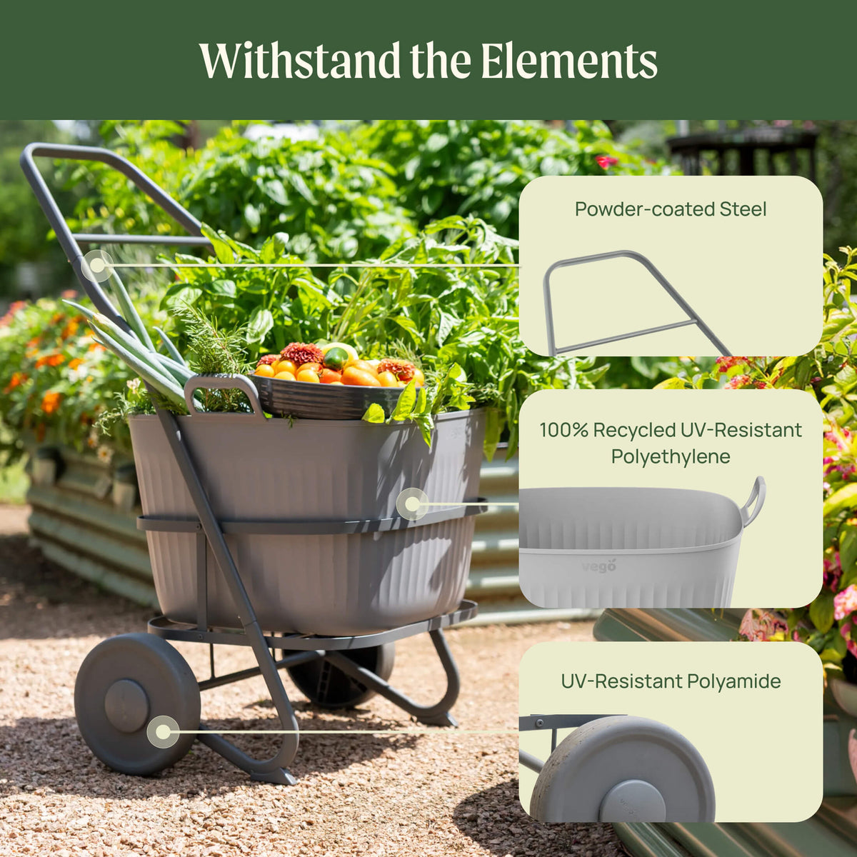 Rolling Garden Utility Cart, 12 Gallons