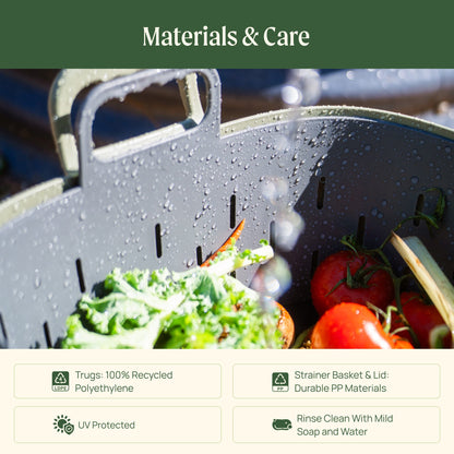 Product photo of garden utility tub set in three sizes
