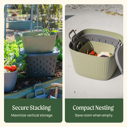 Product photo of garden utility tub set in three sizes