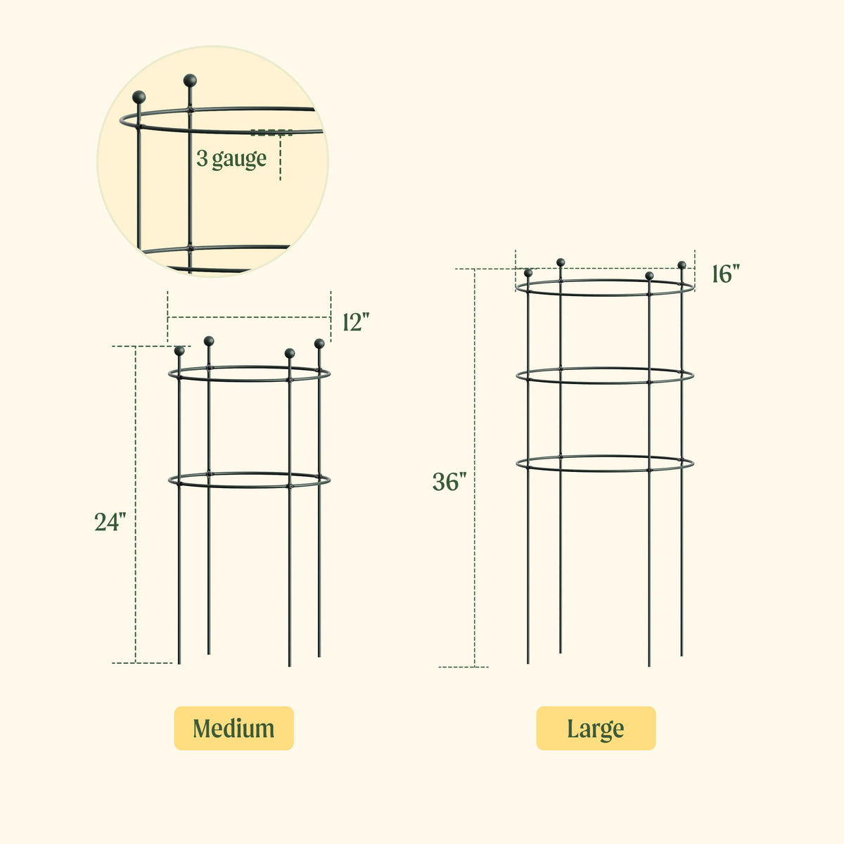 Round Flower Support Cage, 2 Pack