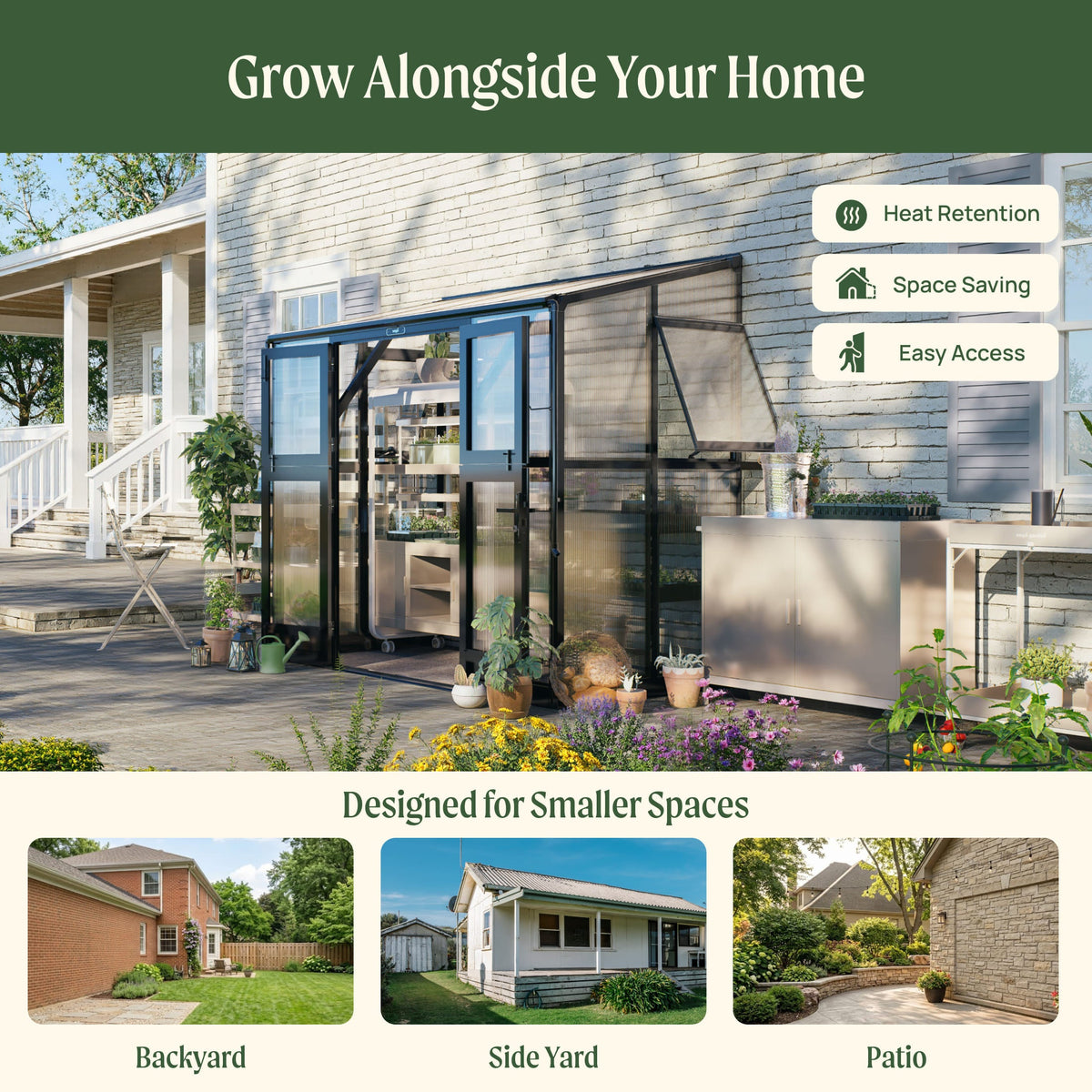 Lean-To Greenhouse, 4.5 x 8.5 Feet