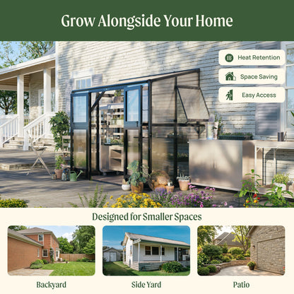 Lean-To Greenhouse, 4.5 x 8.5 Feet