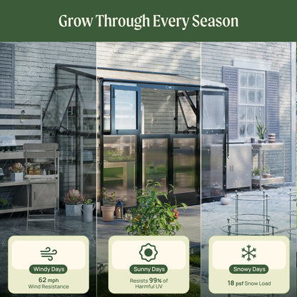 Lean-To Greenhouse, 4.5 x 8.5 Feet