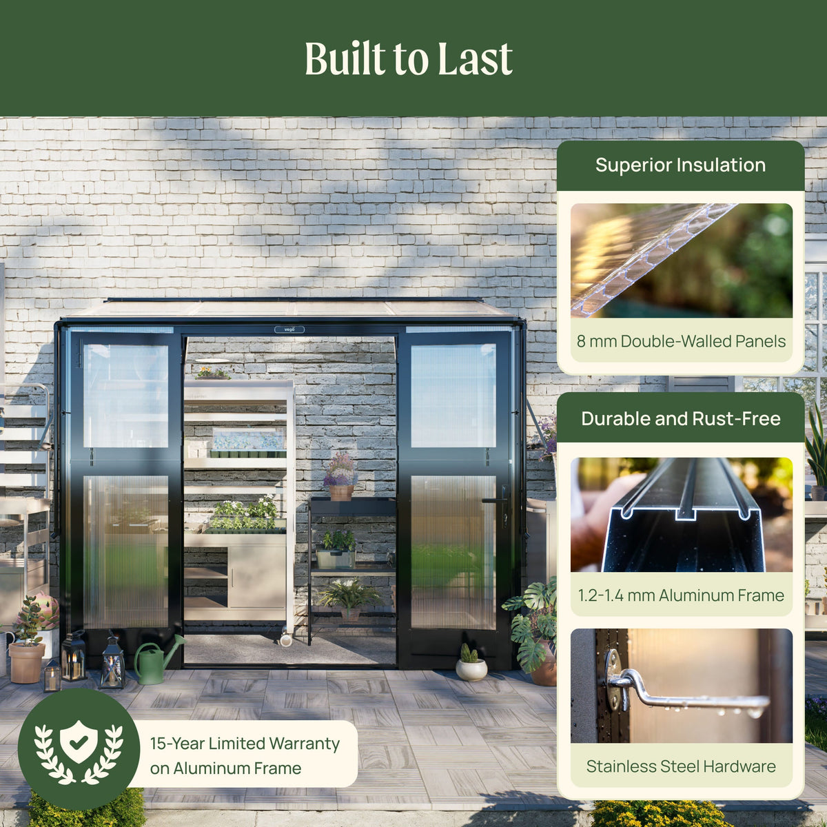 Lean-To Greenhouse, 4.5 x 8.5 Feet