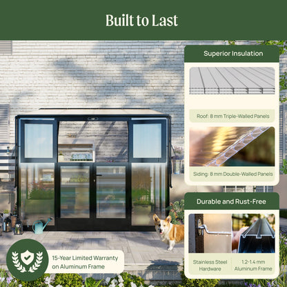 Lean-To Greenhouse, 6.5 x 8.5 Feet