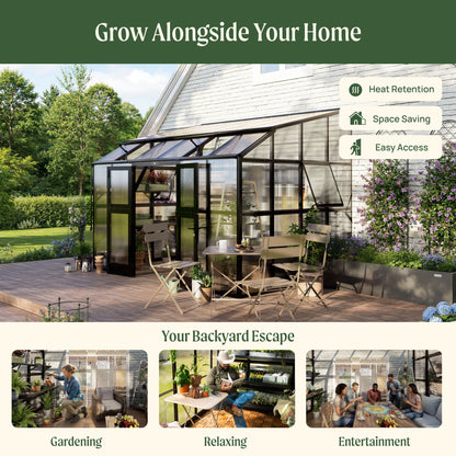 Lean-To Greenhouse, 8.5 x 12.5 Feet