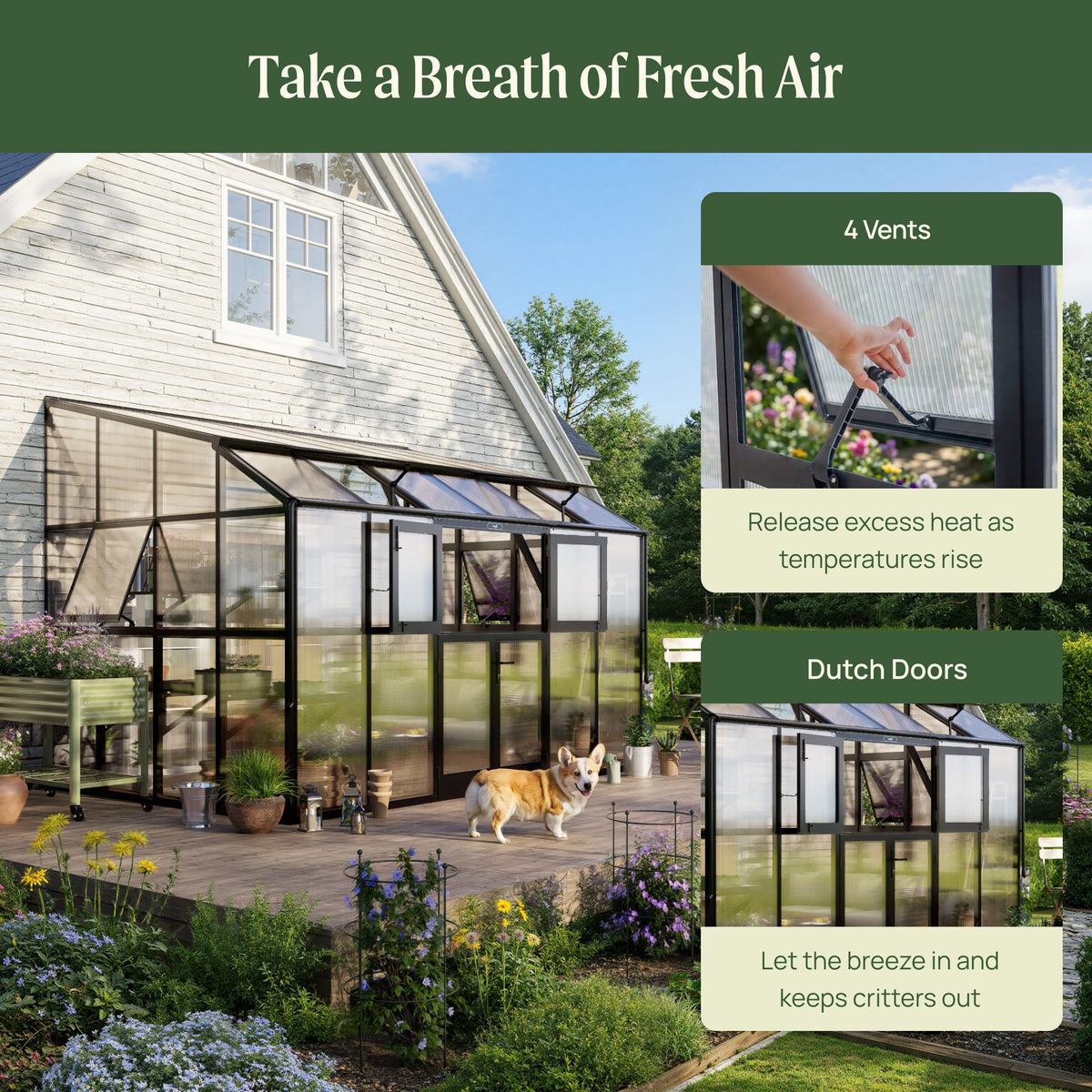 Lean-To Greenhouse, 8.5 x 12.5 Feet