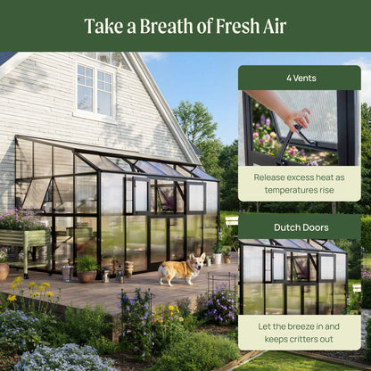 Lean-To Greenhouse, 8.5 x 12.5 Feet