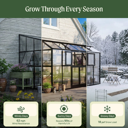 Lean-To Greenhouse, 8.5 x 12.5 Feet