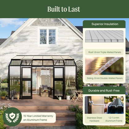 Lean-To Greenhouse, 8.5 x 12.5 Feet