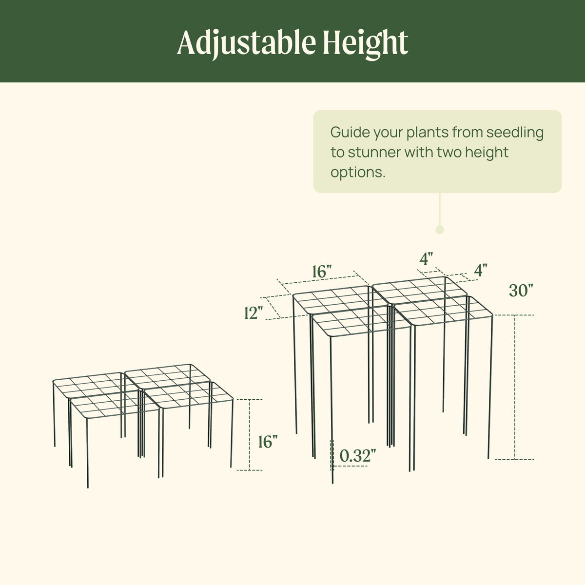 Grid Grow-Through Plant Supports, 4 Pack