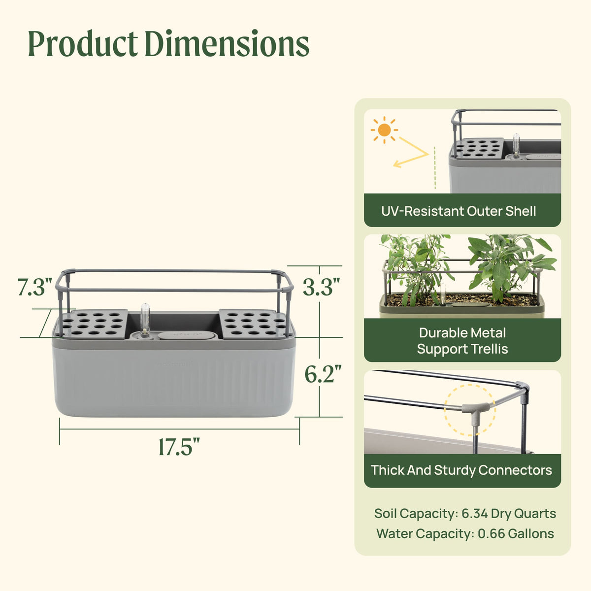 Product photo of self-watering herb planter with trellis