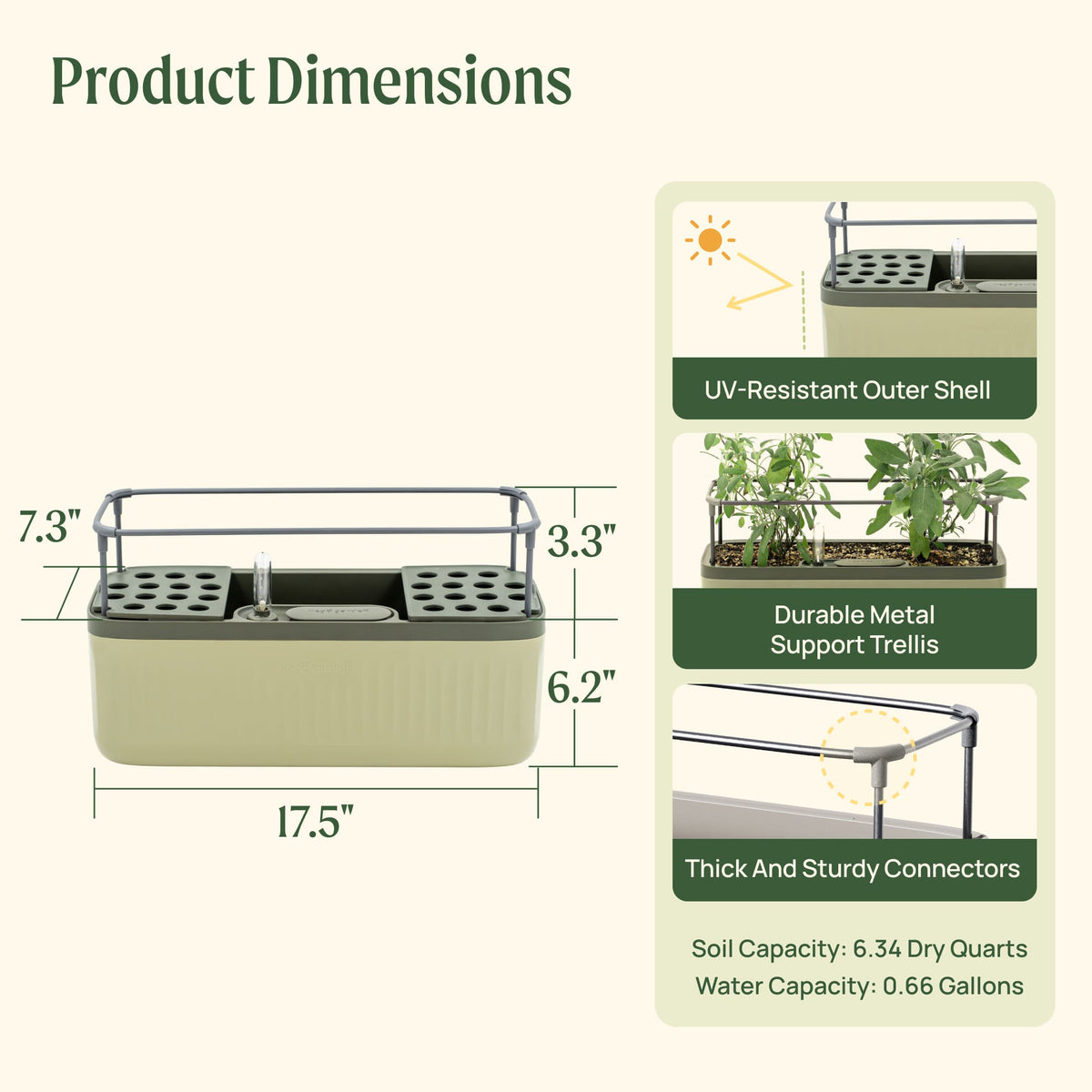 Product photo of self-watering herb planter with trellis
