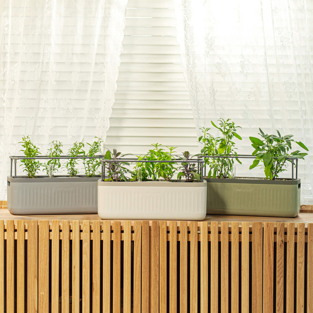 Product photo of self-watering herb planter with trellis