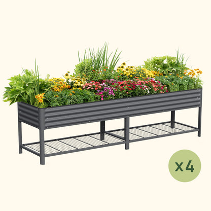 Four-Pack of Elevated Garden Beds, 2.5 x 10 Feet