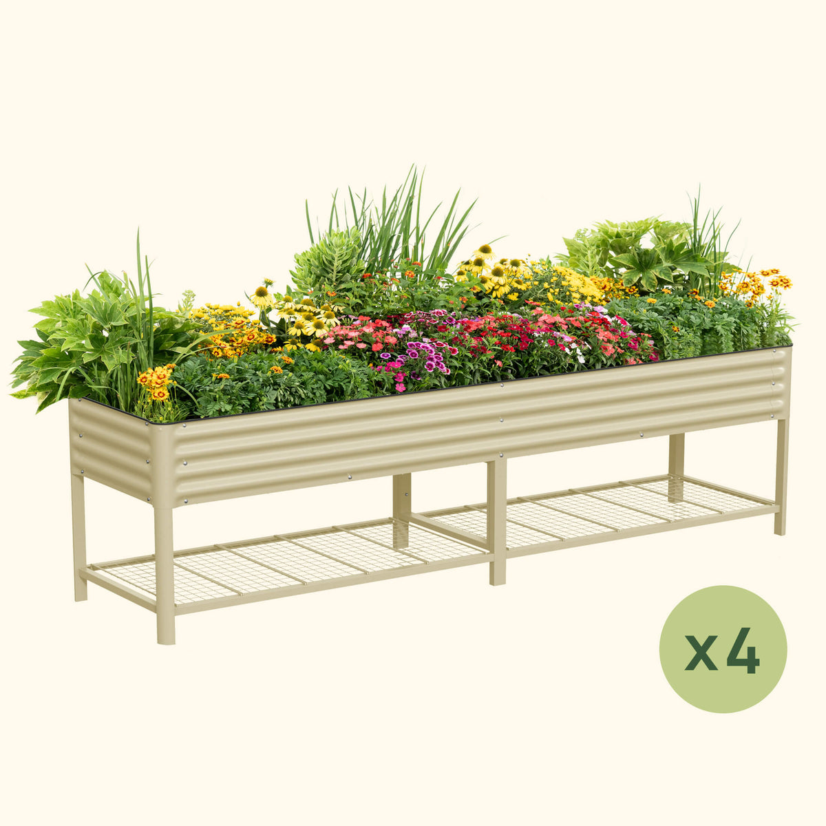 Four-Pack of Elevated Garden Beds, 2.5 x 10 Feet