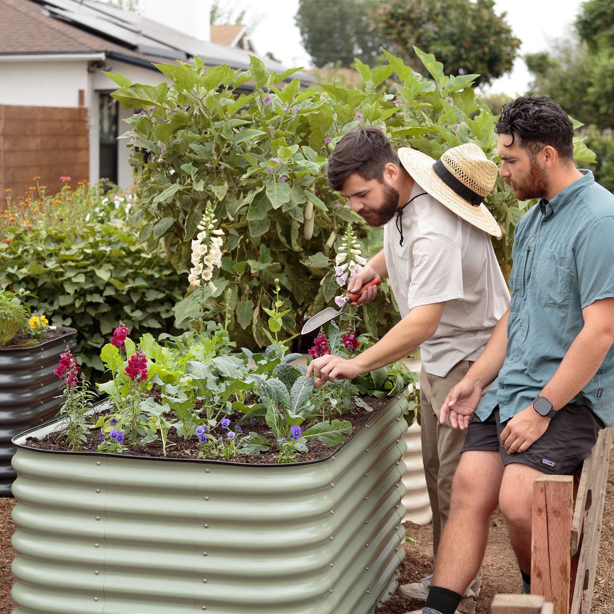 Product photo of modular metal raised garden bed set