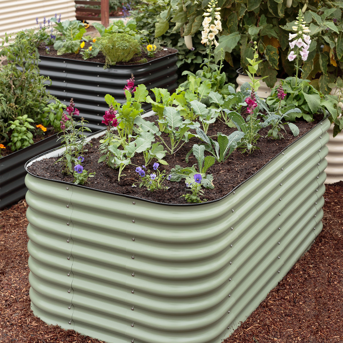 Product photo of modular metal raised garden bed set