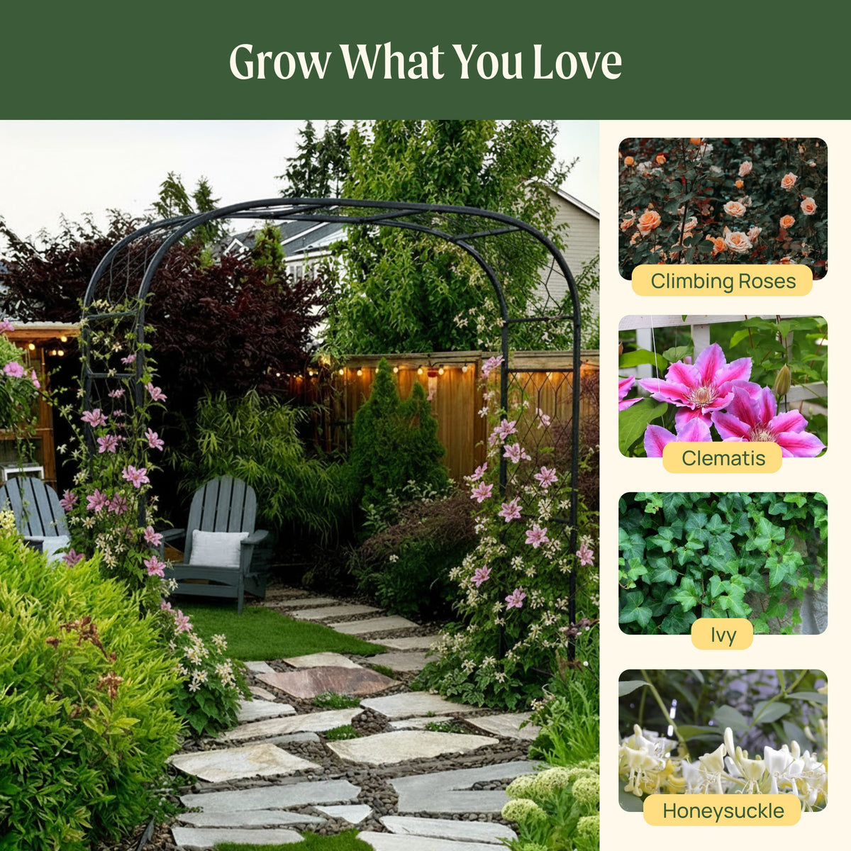 Shallow-Curve Garden Arch, Lattice Frame