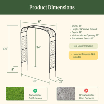 Shallow-Curve Garden Arch, Lattice Frame
