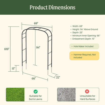 Shallow-Curve Garden Arch, Standard Frame