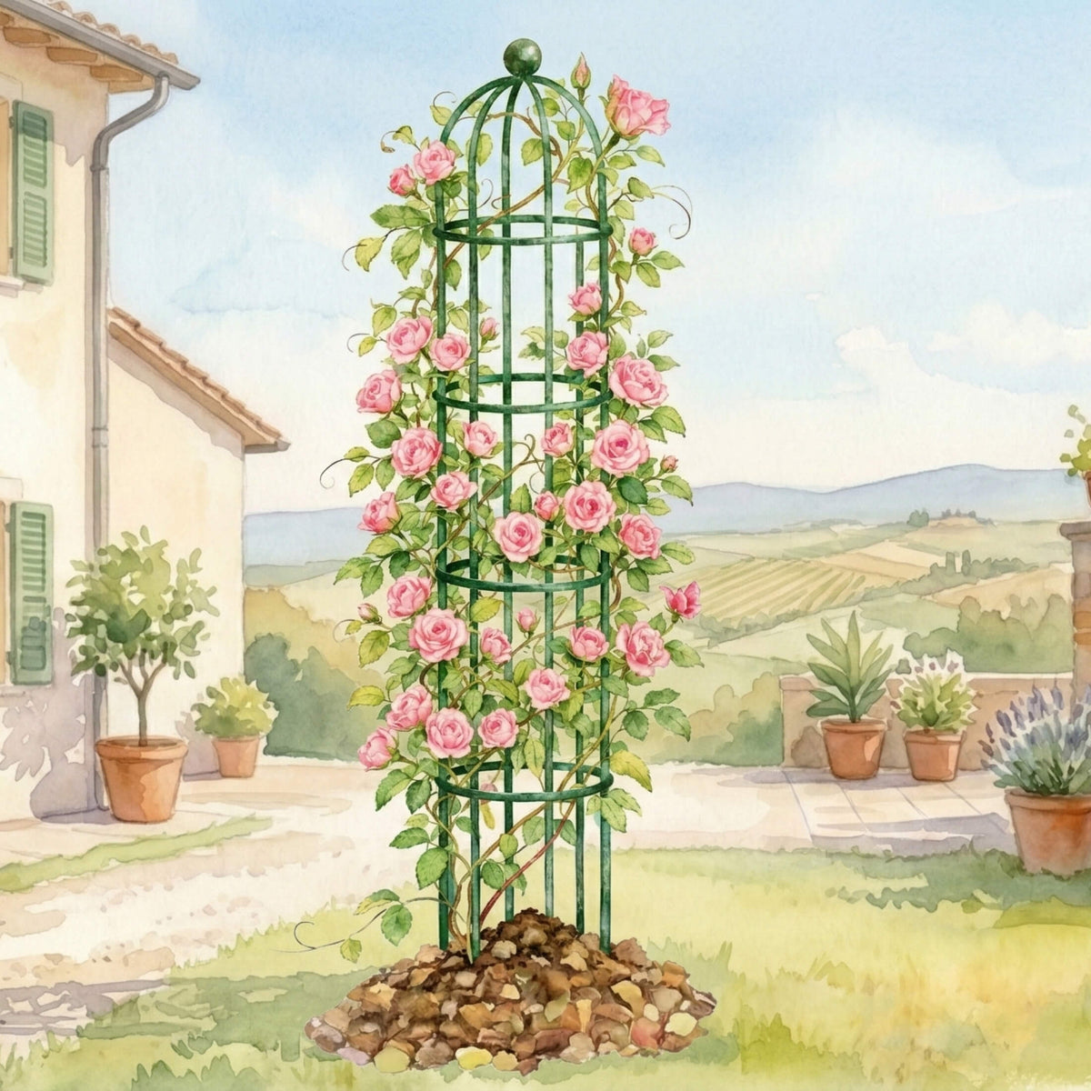 Round Obelisk Garden Trellis, 6.4 Feet