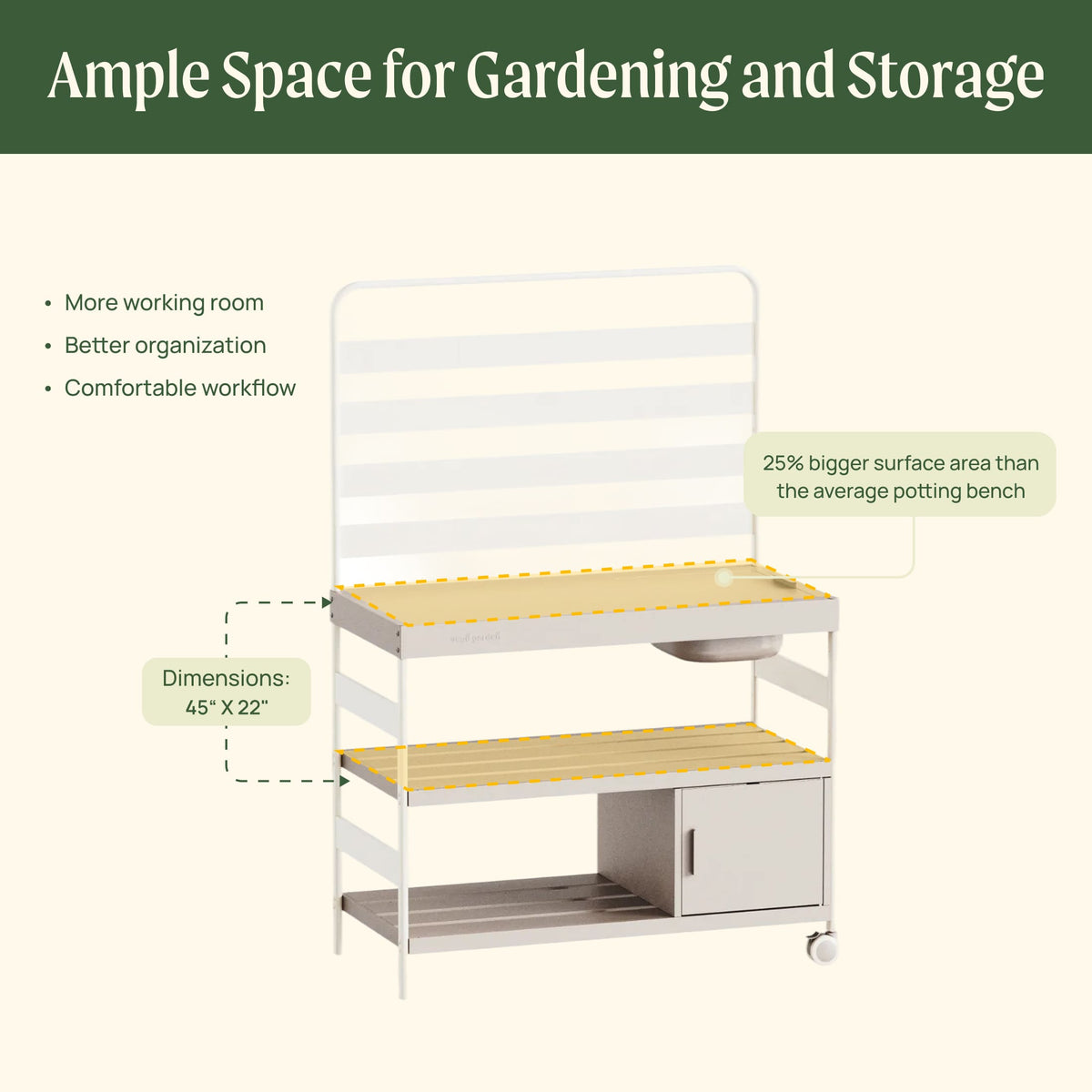 Product photo of outdoor potting bench