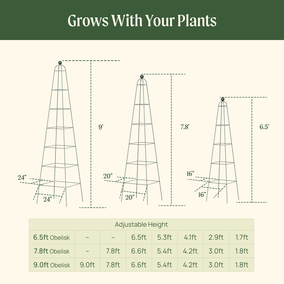 Pyramid Obelisk Garden Trellis, 6.5 Feet